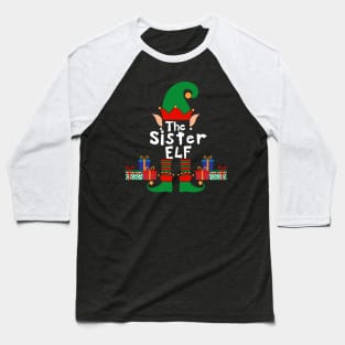 Funny Family Matching Christmas Sister Elf Baseball T-Shirt